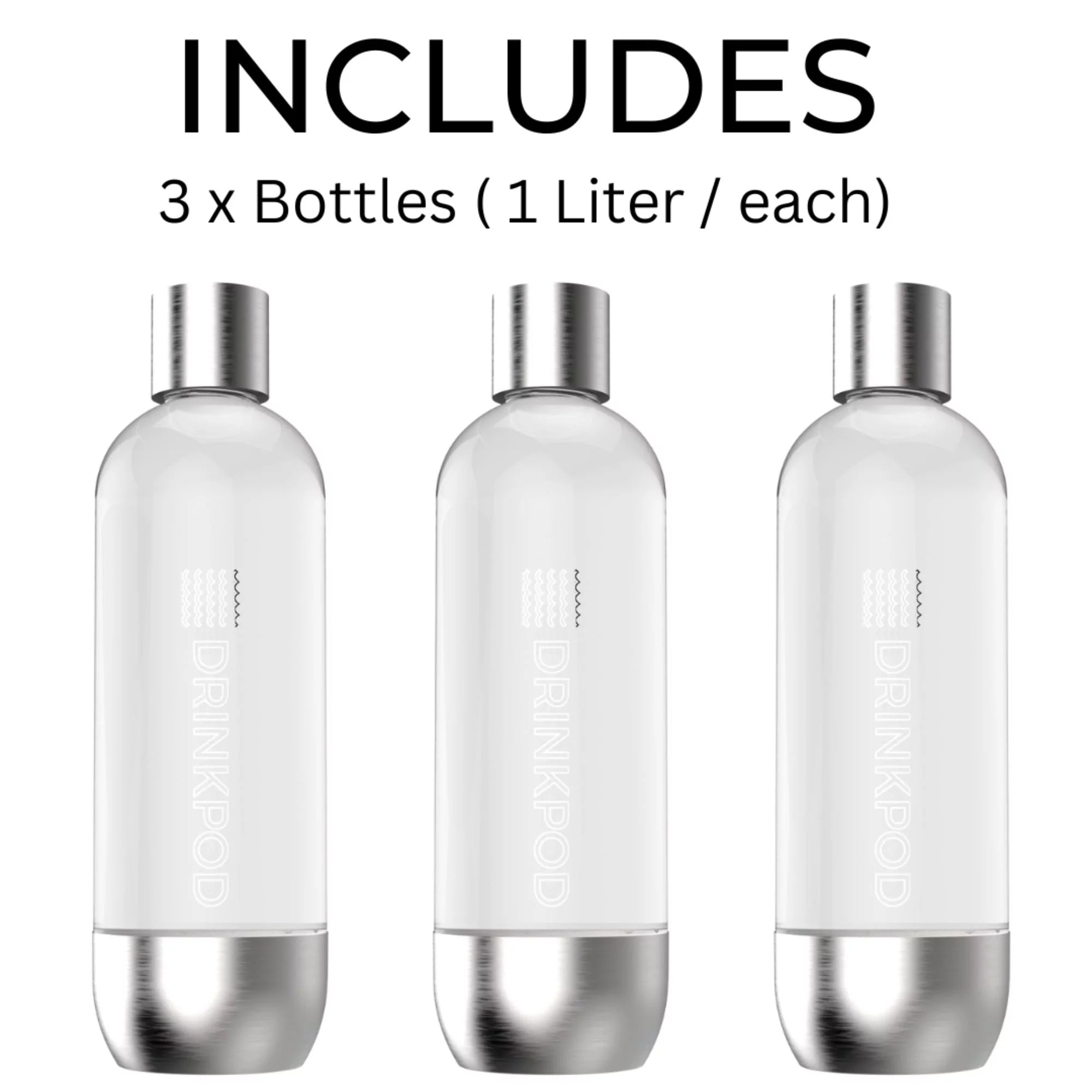 Stainless Steel Sparkling Water Machine with 1 CO2 Cylinder and 3 Bottles C552251