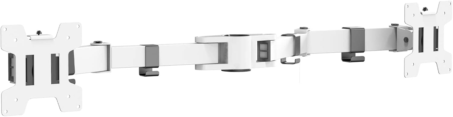 White Dual Monitor Arm Pole Mount Bracket F8762
