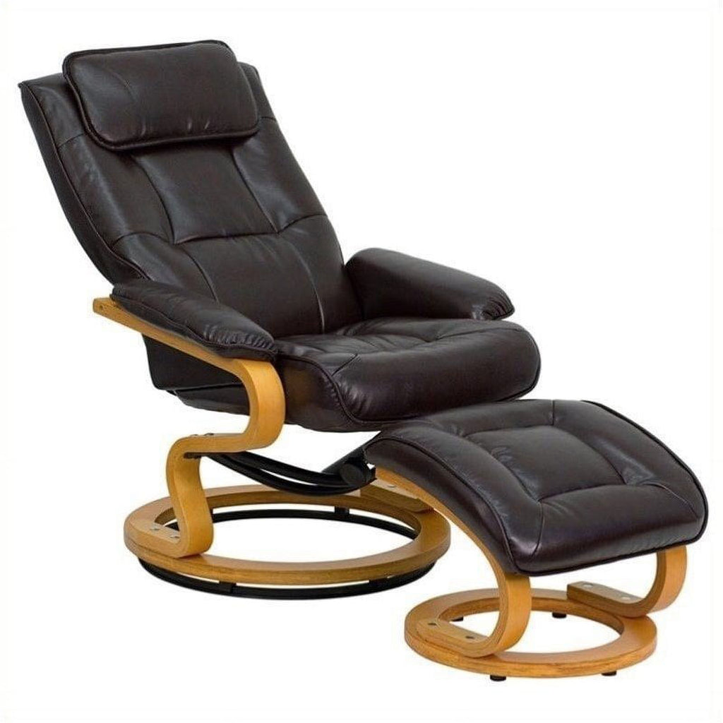 Brown LeatherSoft Recliner and Ottoman U48680