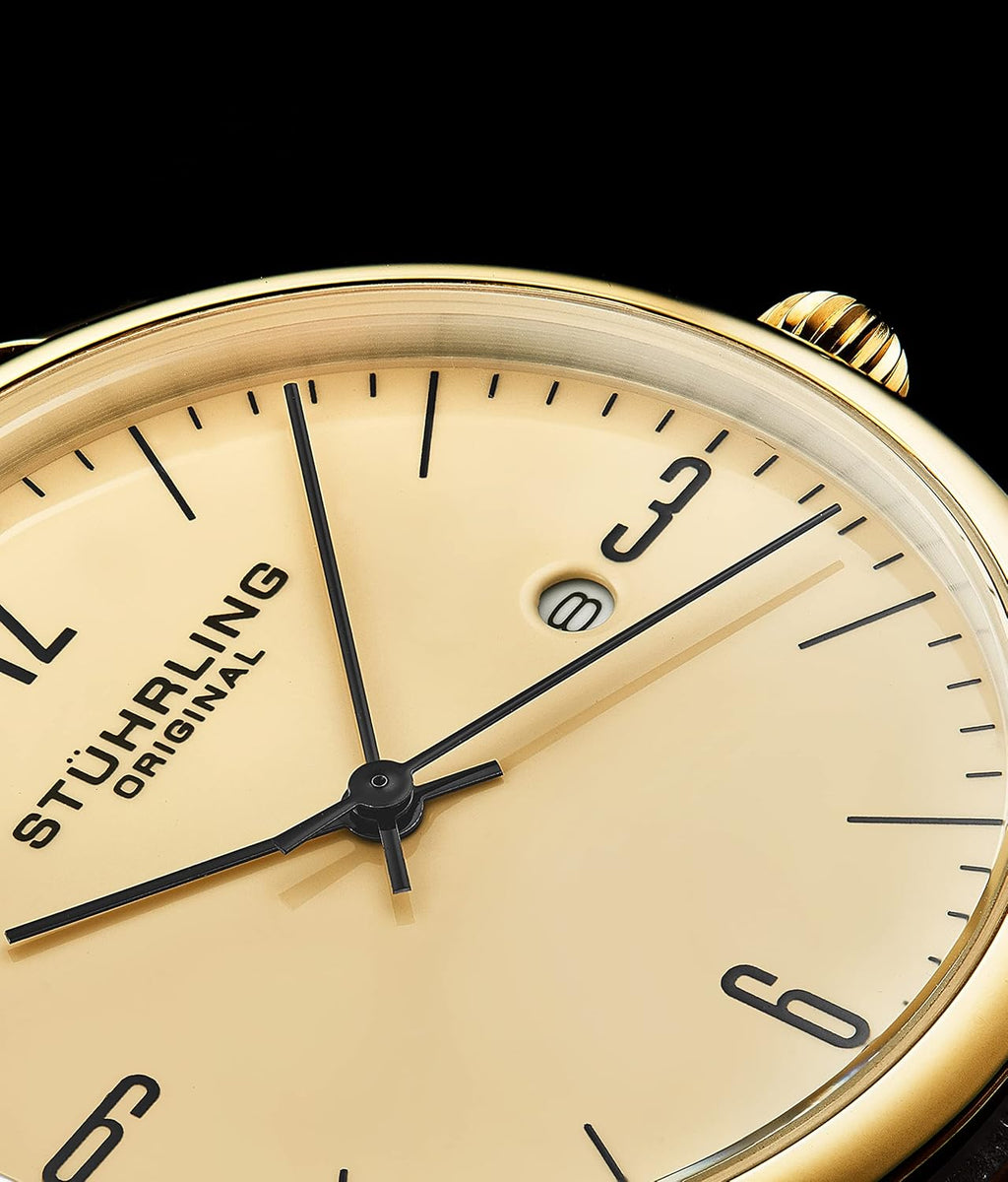 Mens Watch with Calfskin Leather Strap and Date H16079