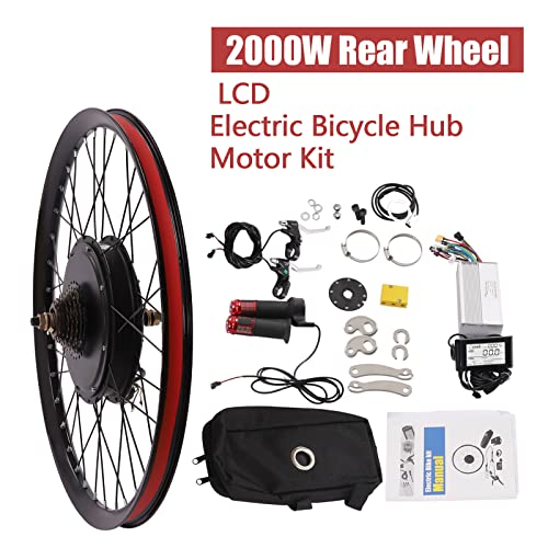 26Inch 72V 2000W Electric Bike Conversion Kit, Rear Wheel with Controller & Display, 9-Speed Adjustment C9663