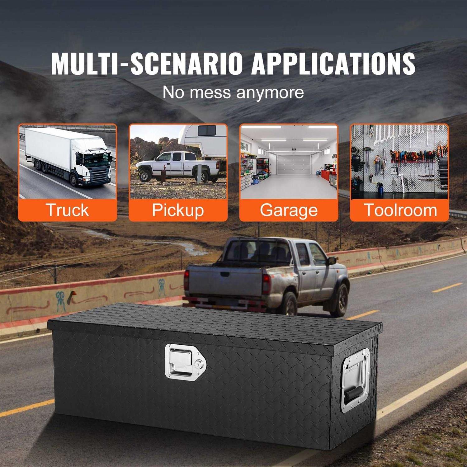 Heavy Duty Aluminum Truck Bed Tool Box with Lock Keys S8327
