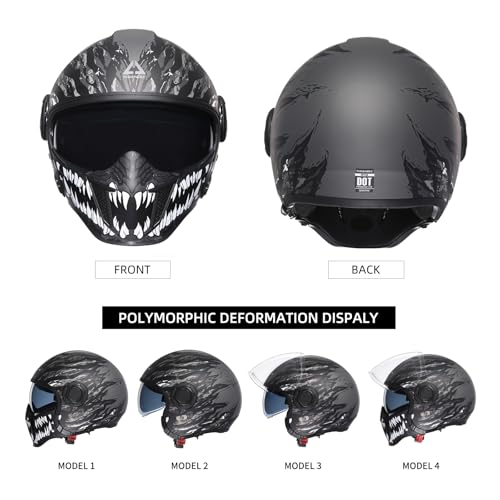 Full Face Motorcycle Helmet, Dual Visor with Internal Tinted Sunshield, Black, L J476162