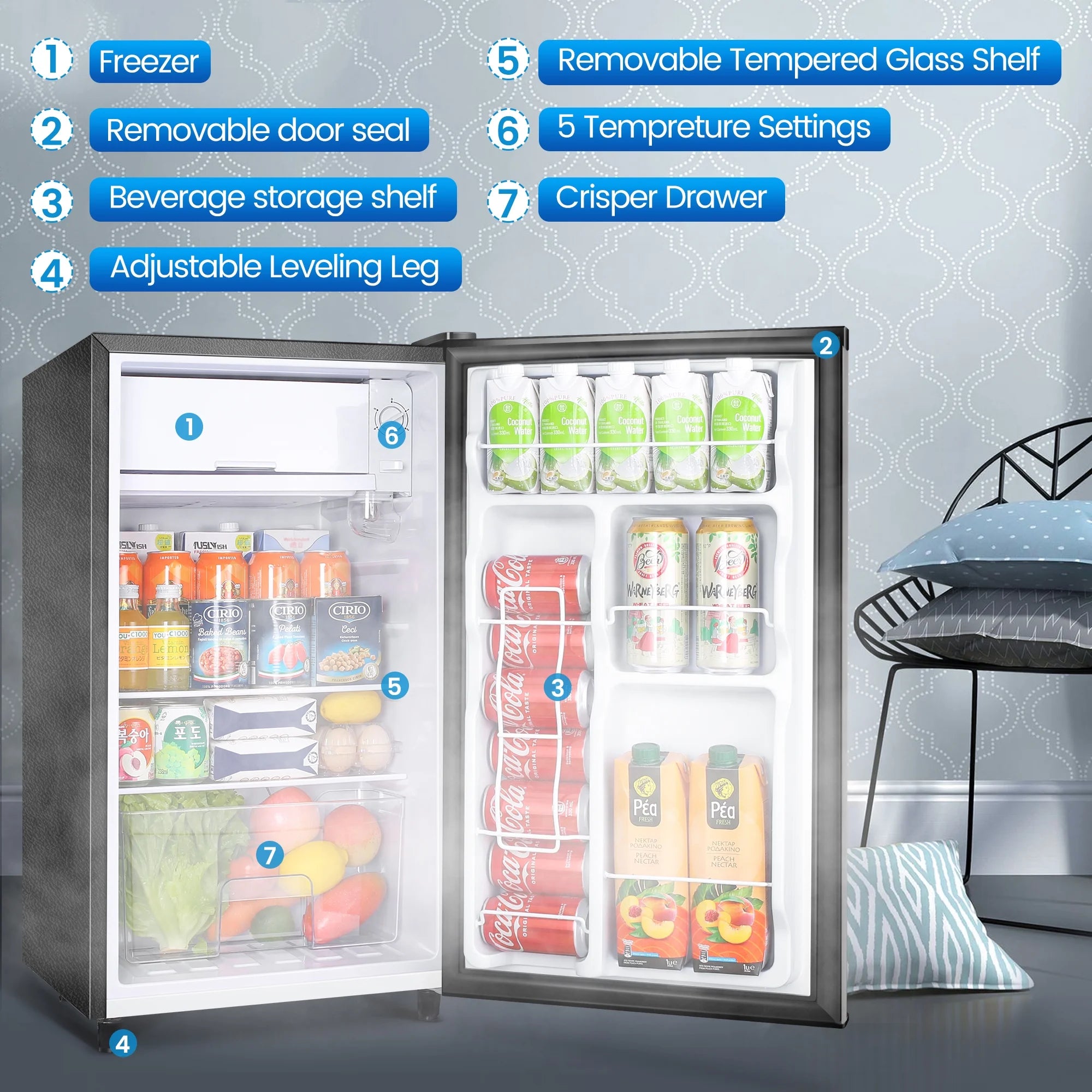 3.2 Cu ft Single Door Mini Fridge Z547