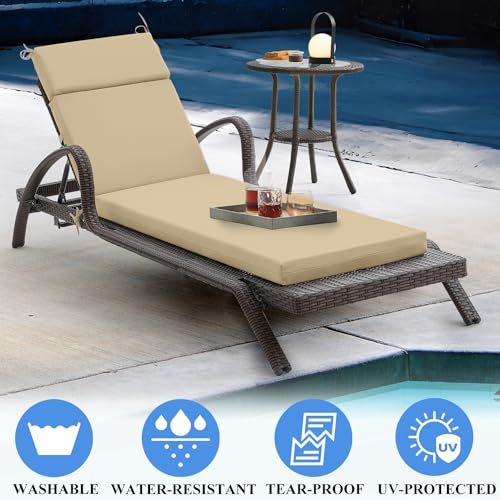 72x21x3 Inch Deep Grey High-Density Foam Chaise Lounge Cushion with Ties Q2128