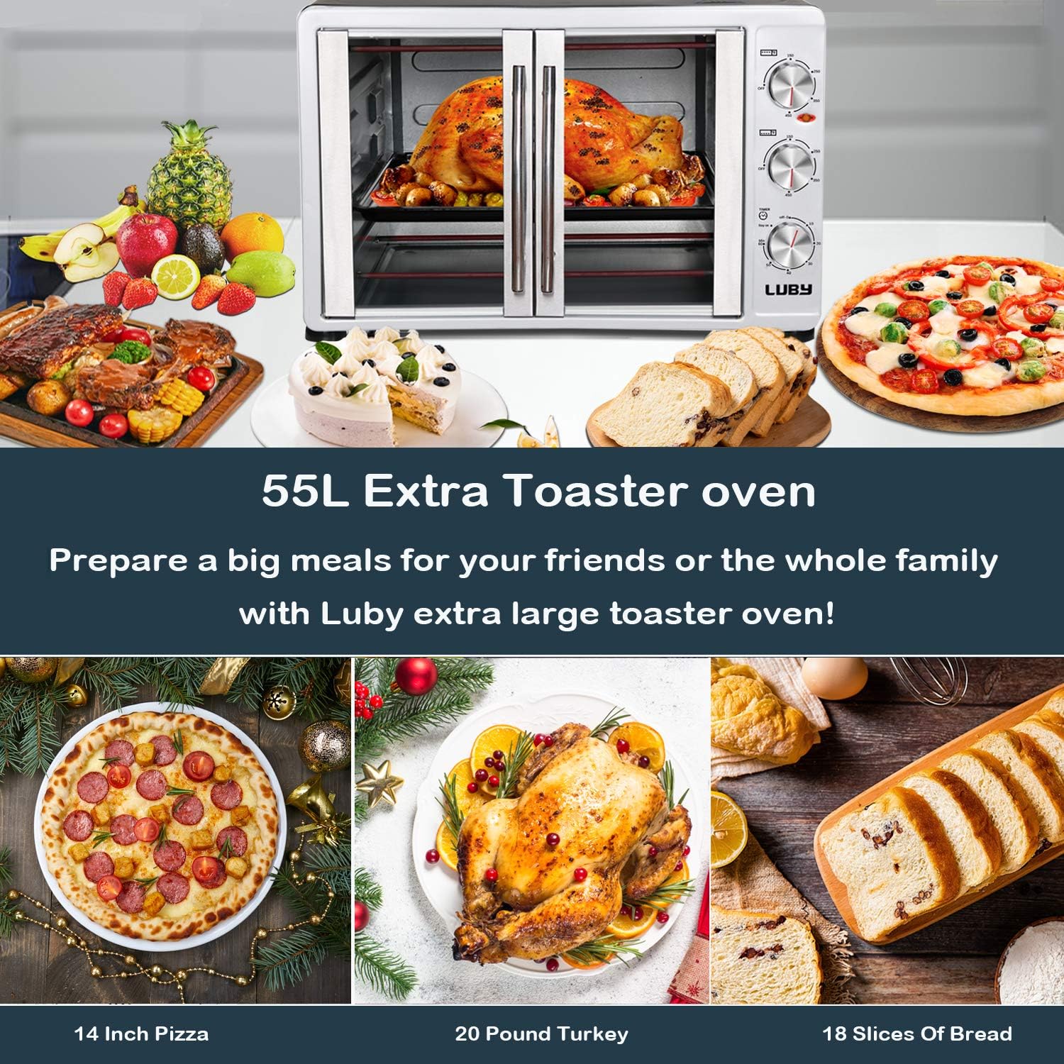 Silver 55L French Door Toaster Oven M639