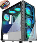 Black ATX Mid-Tower Computer Case with 2 Tempered Glass Panels and 6pcs 120mm ARGB Fans Q59995