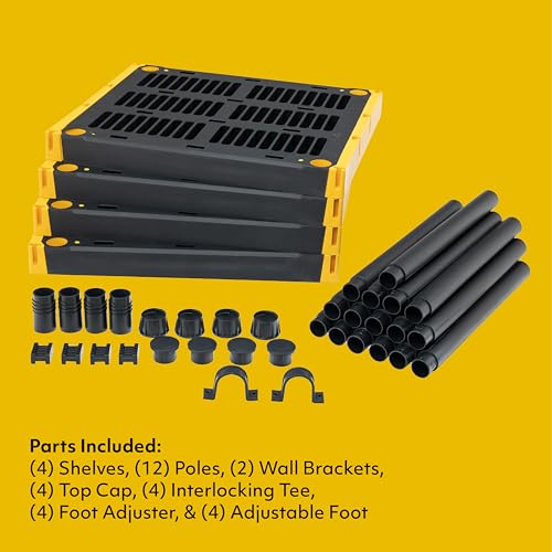 4-Tier Heavy Duty Plastic Storage Shelving Unit, 100lbs/shelf, 2 Pack W89381