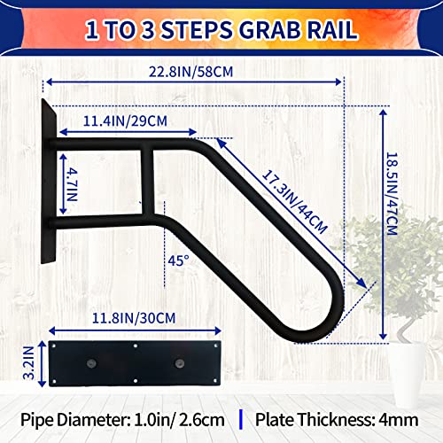 Outdoor Handrail Wall Mount, Polished White Finished Grab Bars, 28.7" Length Iron Pipe B291475