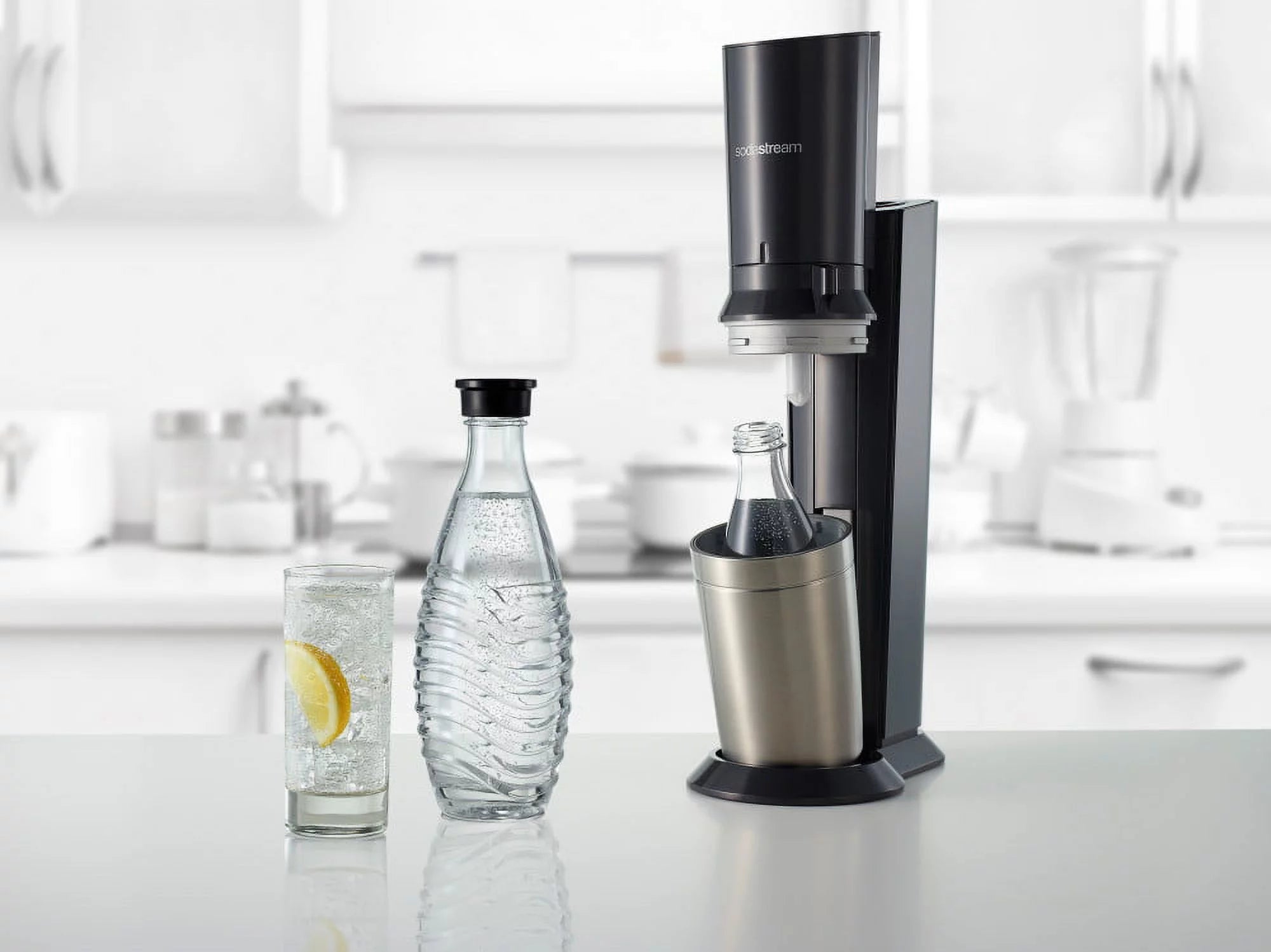 Black Sparkling Water Maker with Co2 and Glass Carafes I79682