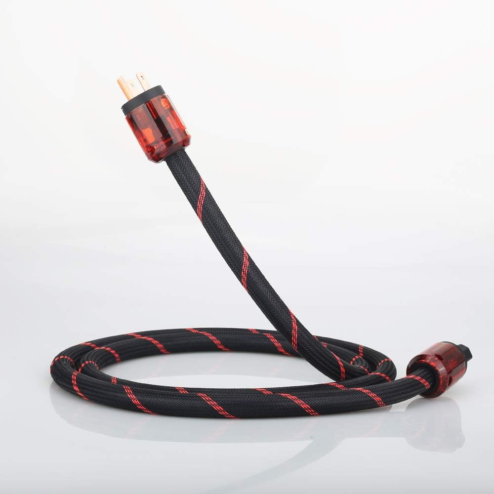 HiFi Power Cable, 125V 15A, Copper Shielding, Braided Sleeve, 6.6FT G1158