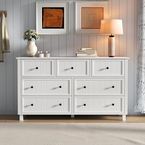 White 7 Drawer Dresser J1166