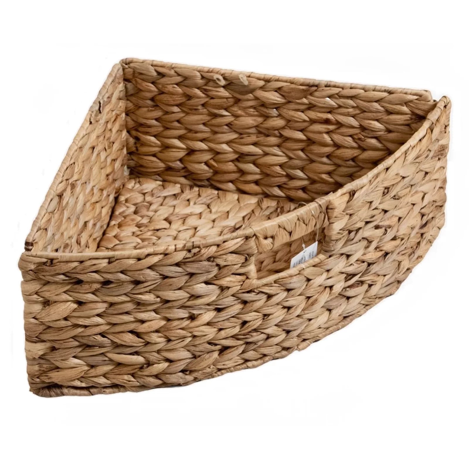 3 Tier Corner Storage Cabinet with 3 Natural Wicker Baskets, White R440