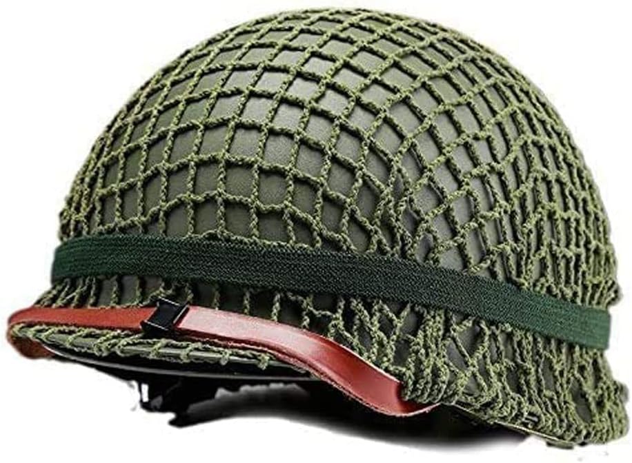 Green Helmet Replica with Net Canvas Chin Strap D230394