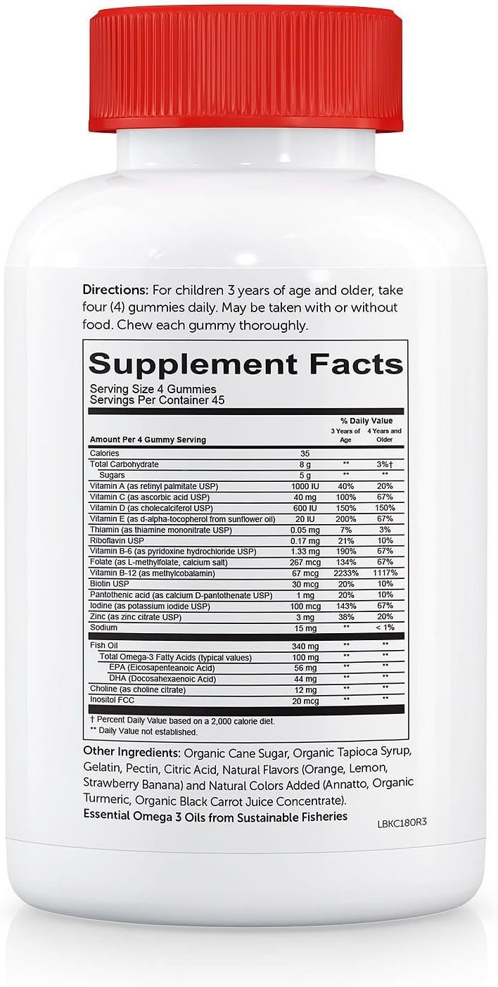Gluten Free Multivitamin & Omega 3 Fish Oil Gummy Vitamins (180 Count) A8074