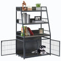 Heavy Duty Wooden Dog Crate with 3 Doors and 3-Layer Storage Shelves D45630