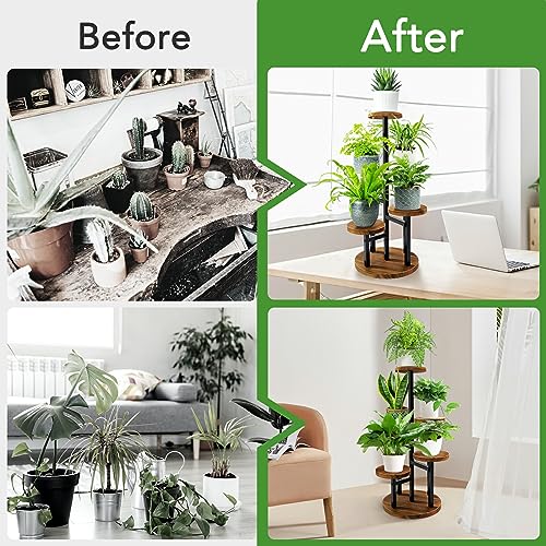 5 Tier Metal Wood Plant Stand S34975