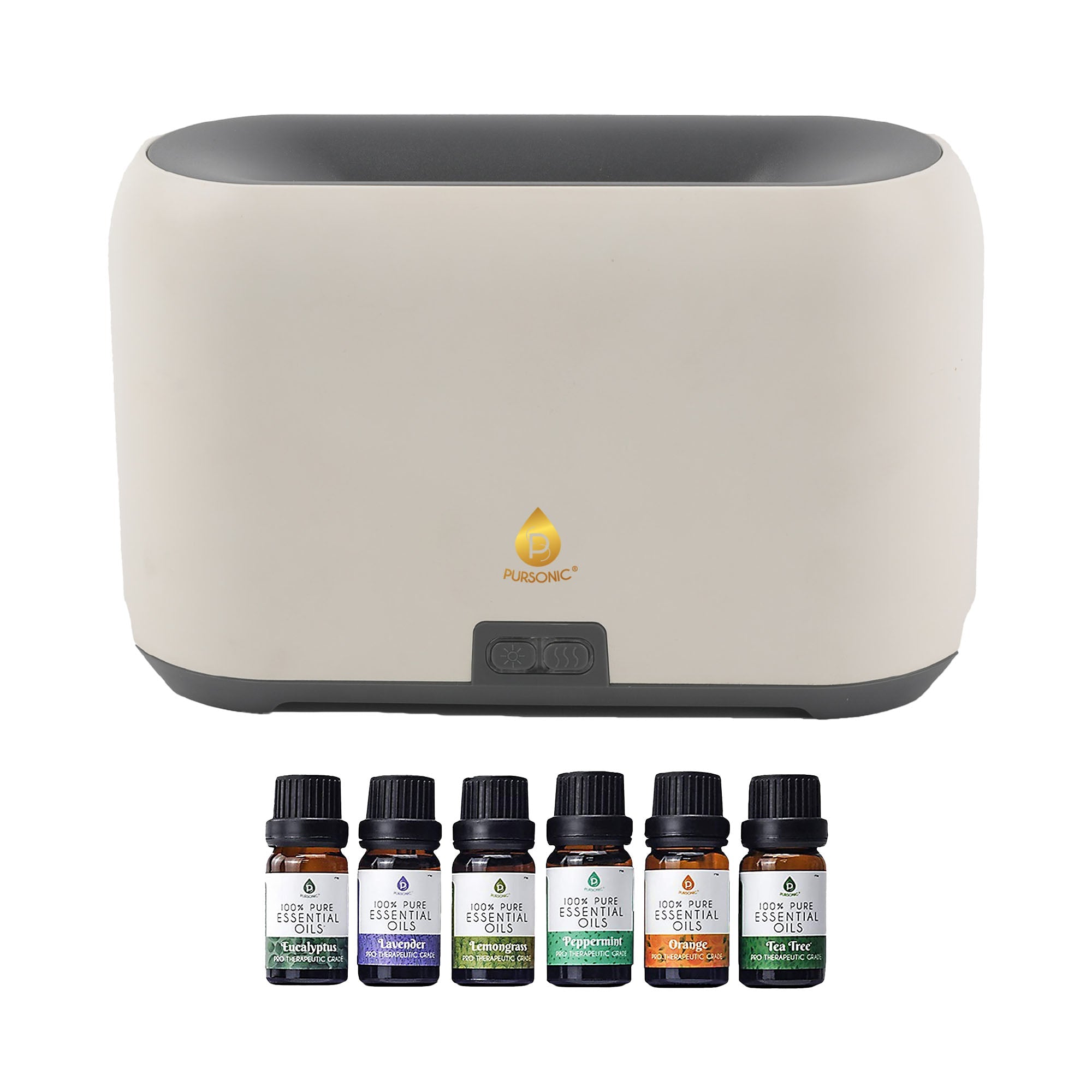 Pursonic FlameGlow Aromatherapy Diffuser & 6-Pack Essential Oils Wellness Bundle – Pure Relaxation with Light, Scent & Serenity