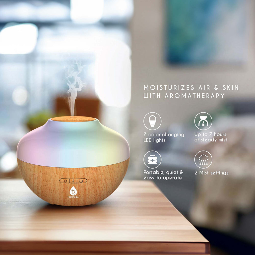 Pursonic Workstation Wellness Bundle – Diffuser, 6 Oils & 3-in-1 LED Desk Lamp
