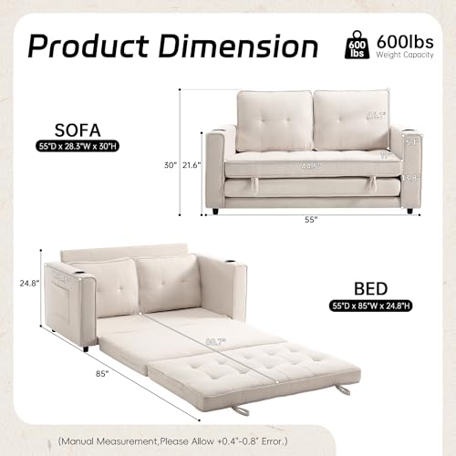 Dark Blue Convertible Sleeper Sofa O795