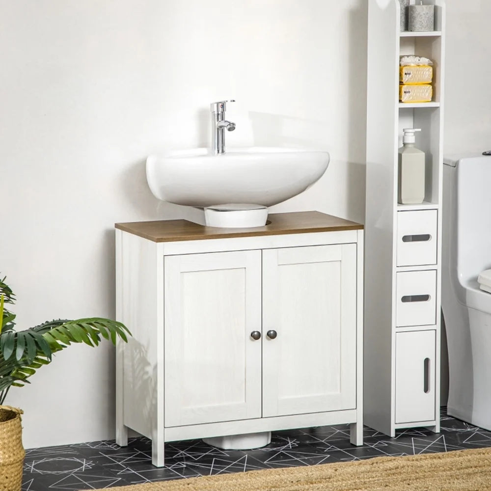 Antique White Walnut Under Sink Cabinet with Double Doors Y973