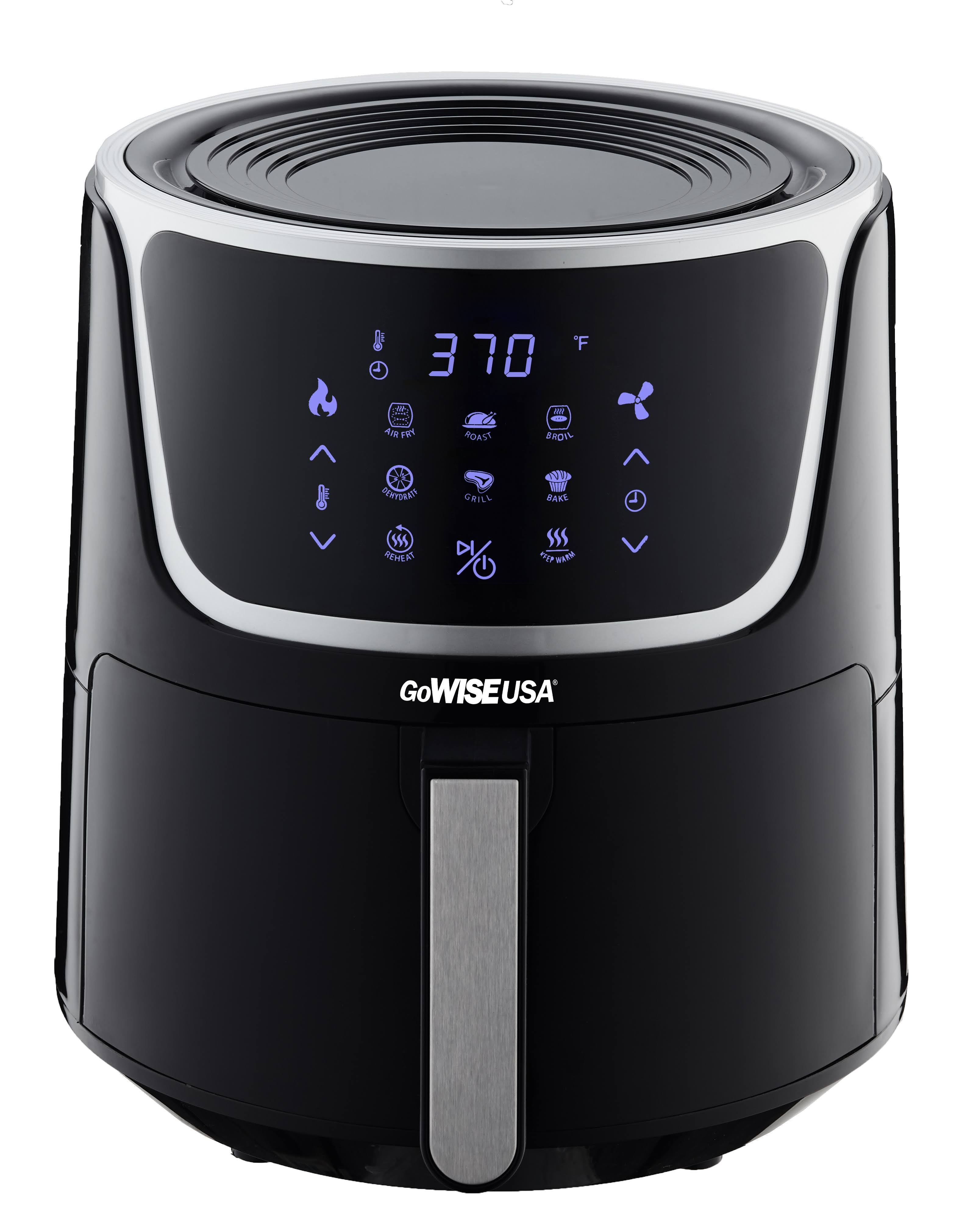 7 qt Electric Air Fryer with Dehydrator Black Silver D19626