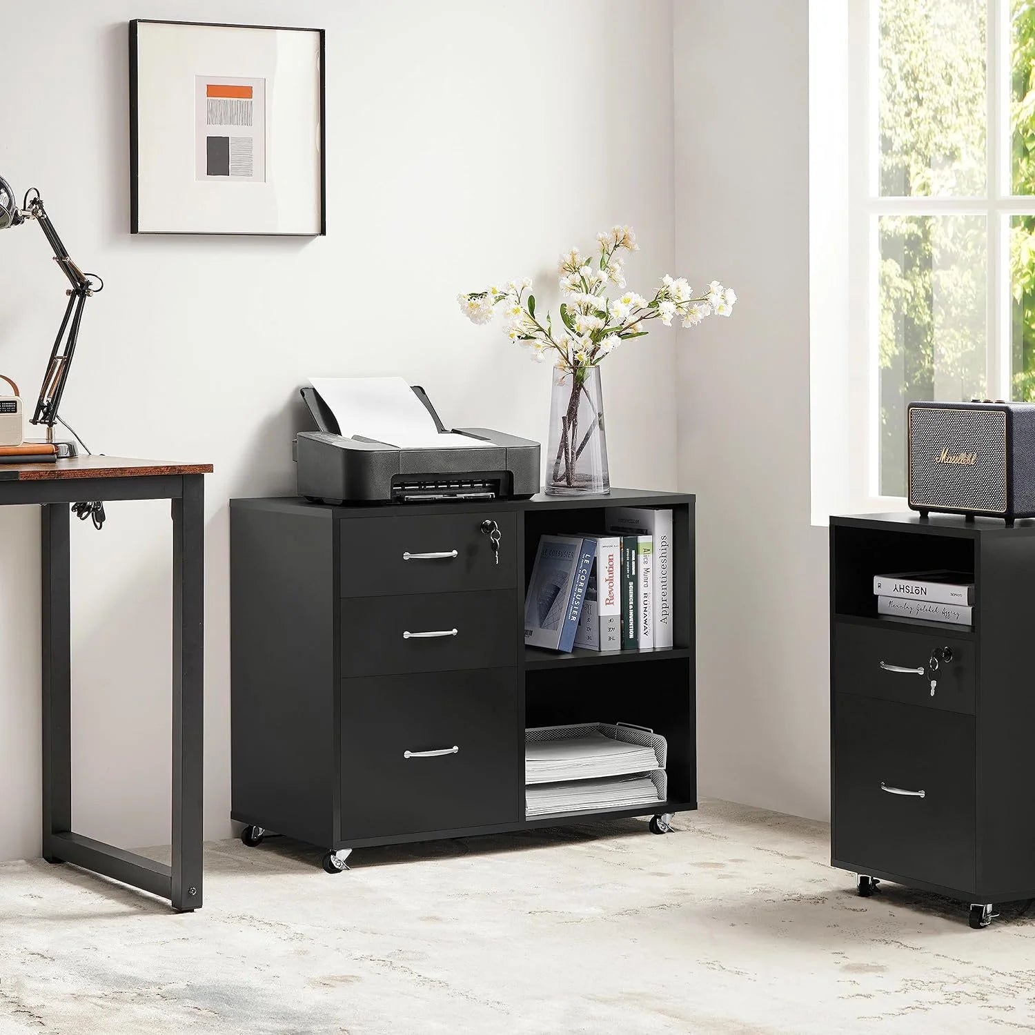 Black 3 Drawer Lateral Filing Cabinet H62144