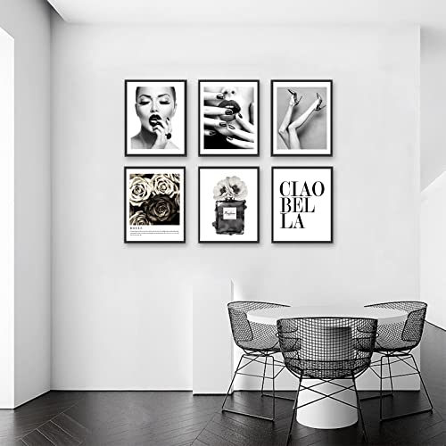 Set of 6 Black and White Unframed Canvas Posters 8x10in H874529