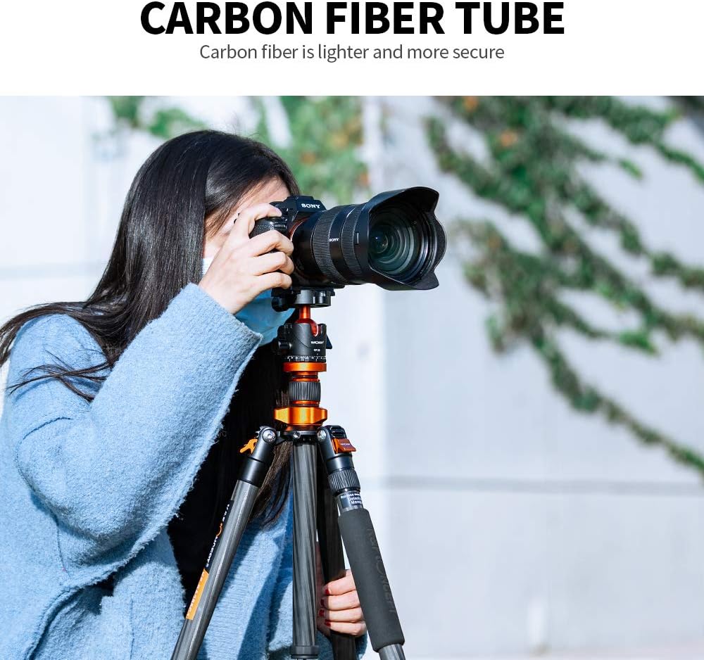 68" Carbon Fiber Camera Tripod with Metal Ball Head and Quick Release Plate M70370