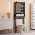 Brown Over Toilet Storage Cabinet with Adjustable Shelf Sliding Door S528168