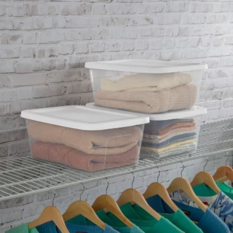 16qt Clear Storage Box with White Lid G815