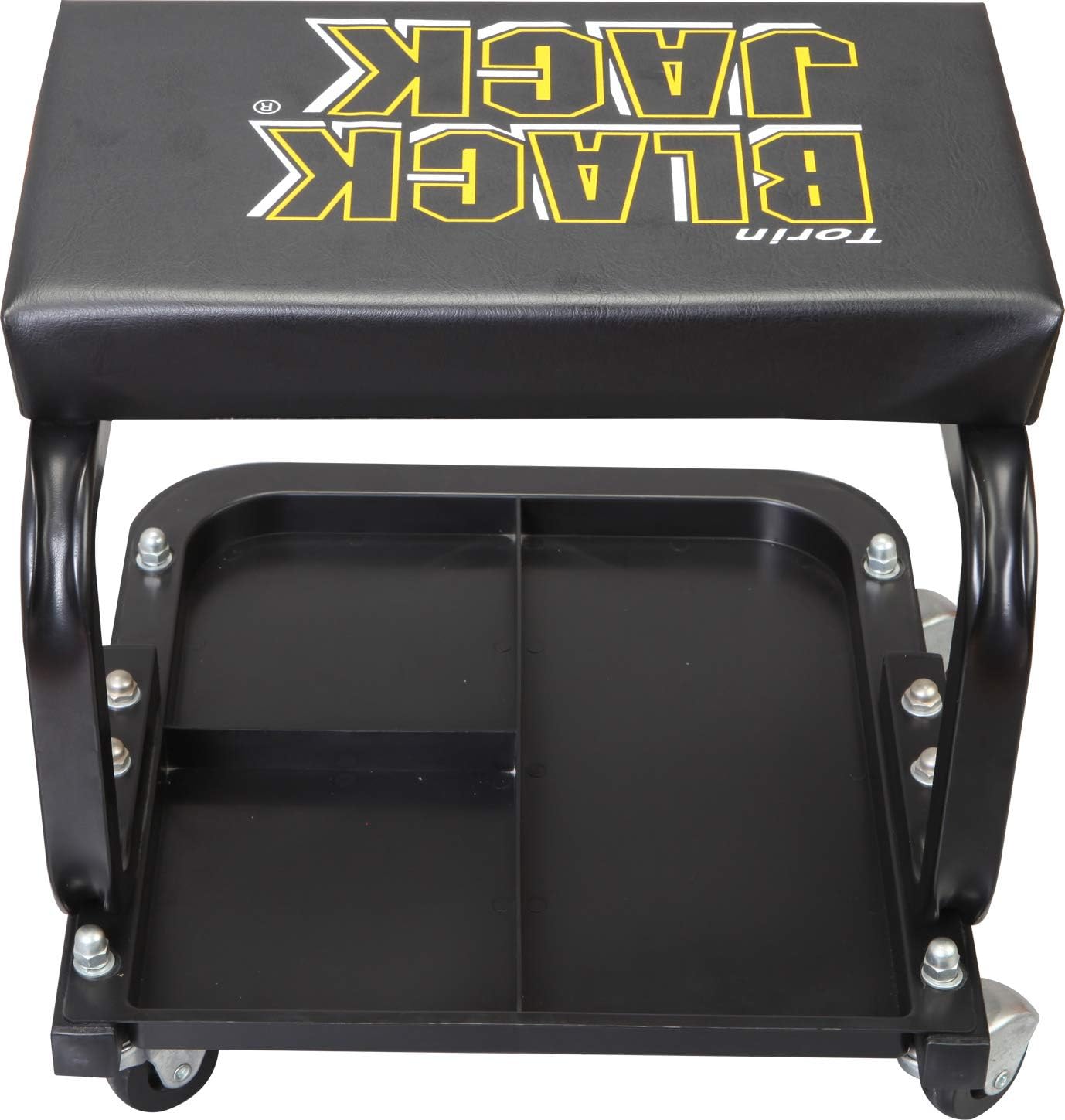 Black Padded Mechanic Stool with Tool Tray Storage Z85248