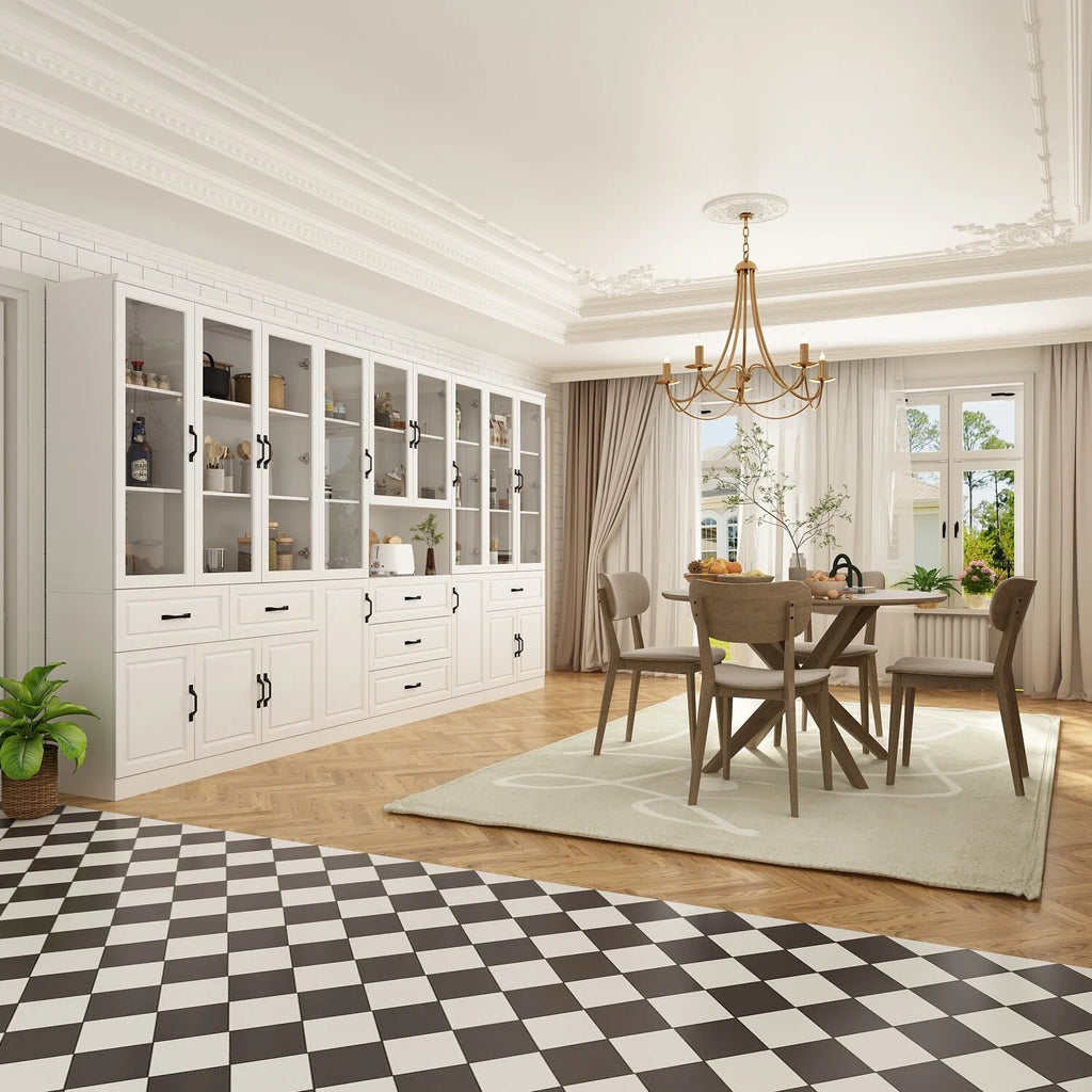 White Curio Bookcase Cabinet with Glass Doors H9889