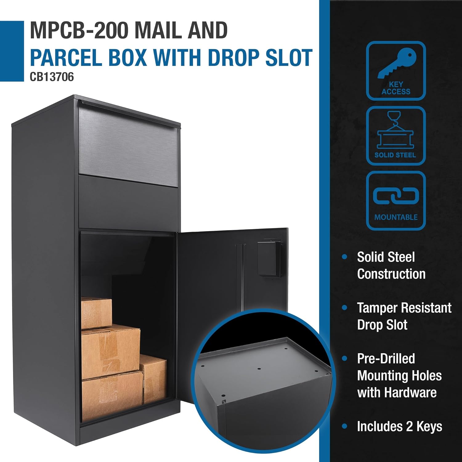Large Steel Drop Box with Key Lock X6311