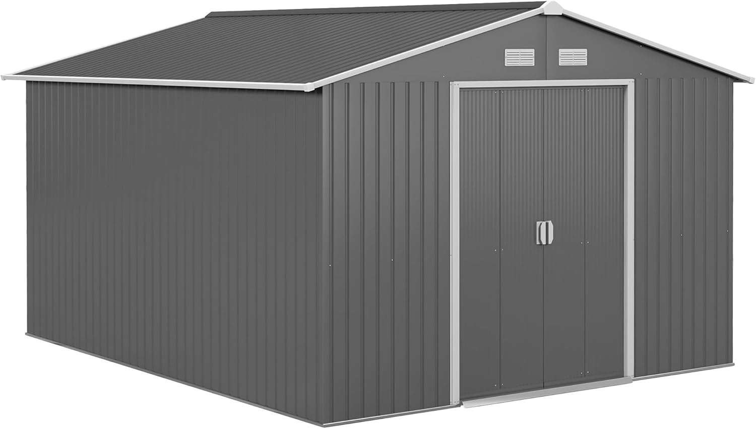 Gray Outdoor Storage Shed with Foundation Kit O33833