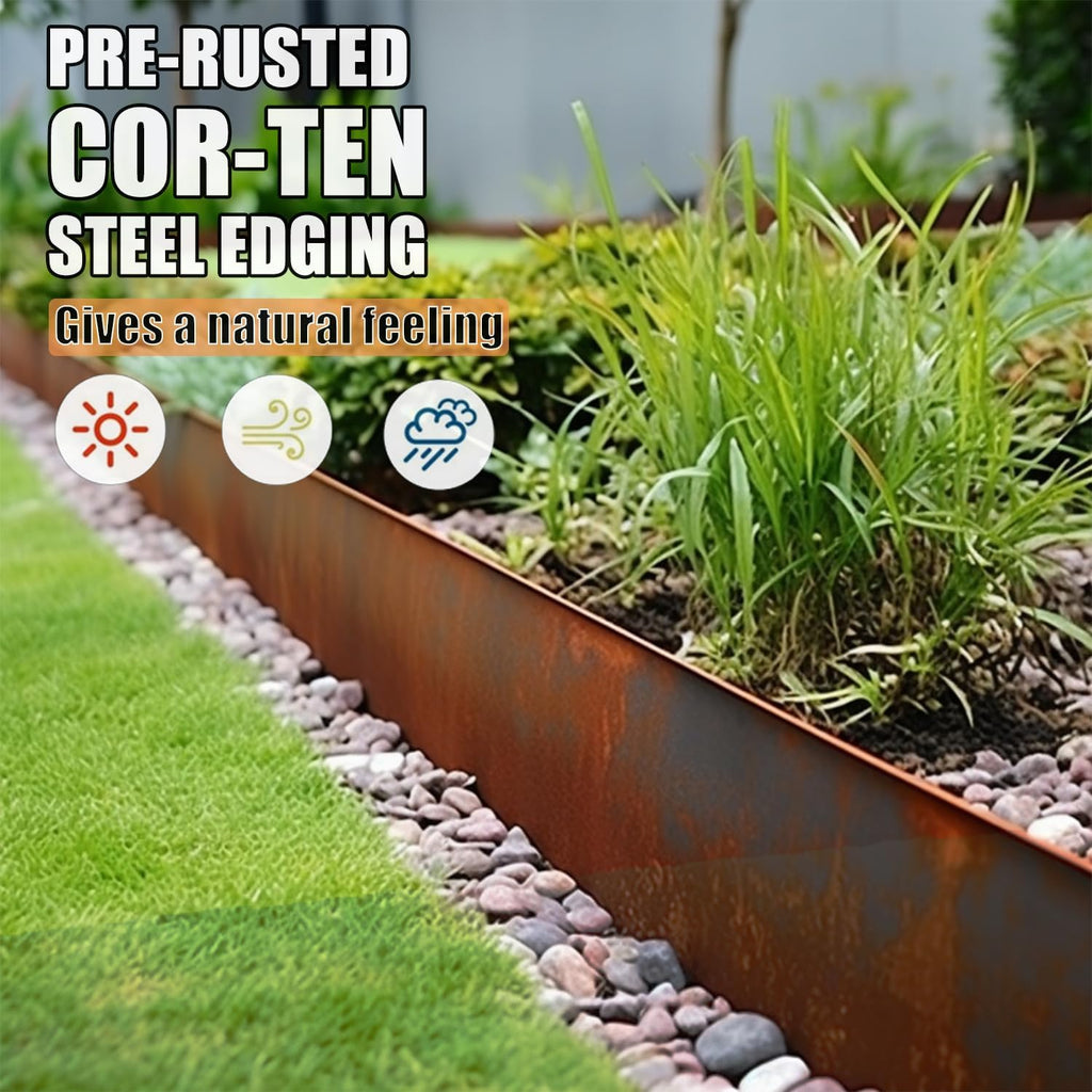 6 Pack Pre-Rusted Steel Lawn Edging, 40 inch Strips, 6 inch Depth X9826