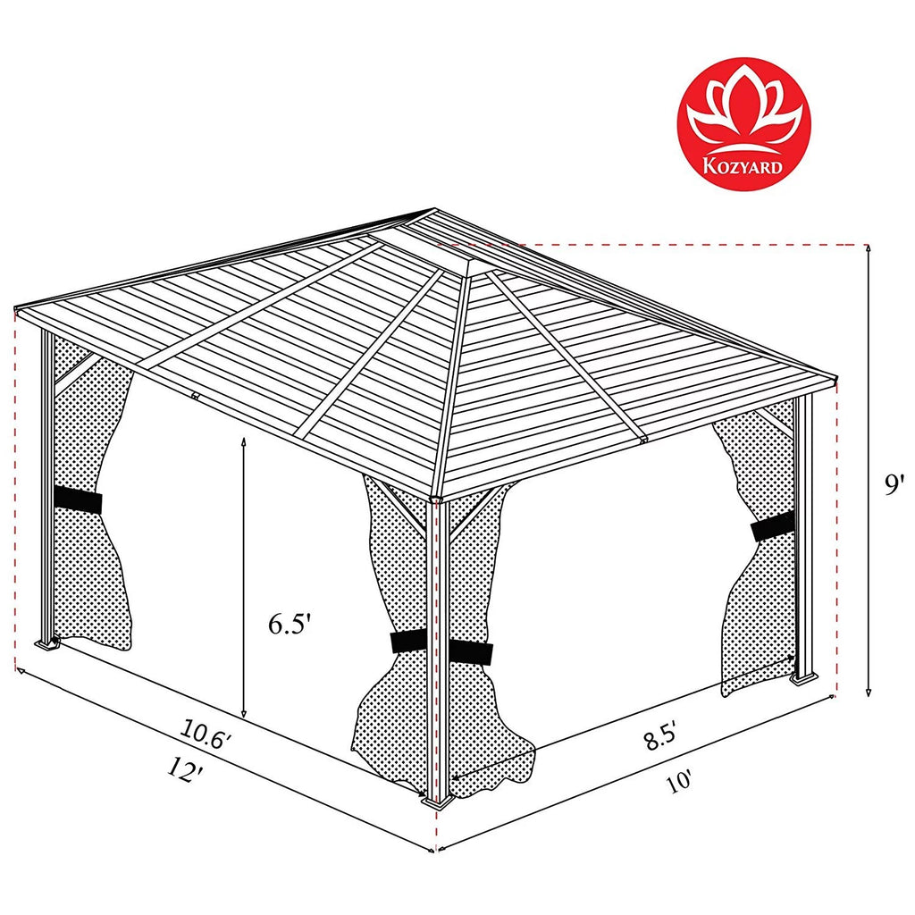 10 Ft. W x 12 Ft. D Hardtop Permanent Gazebo K2595