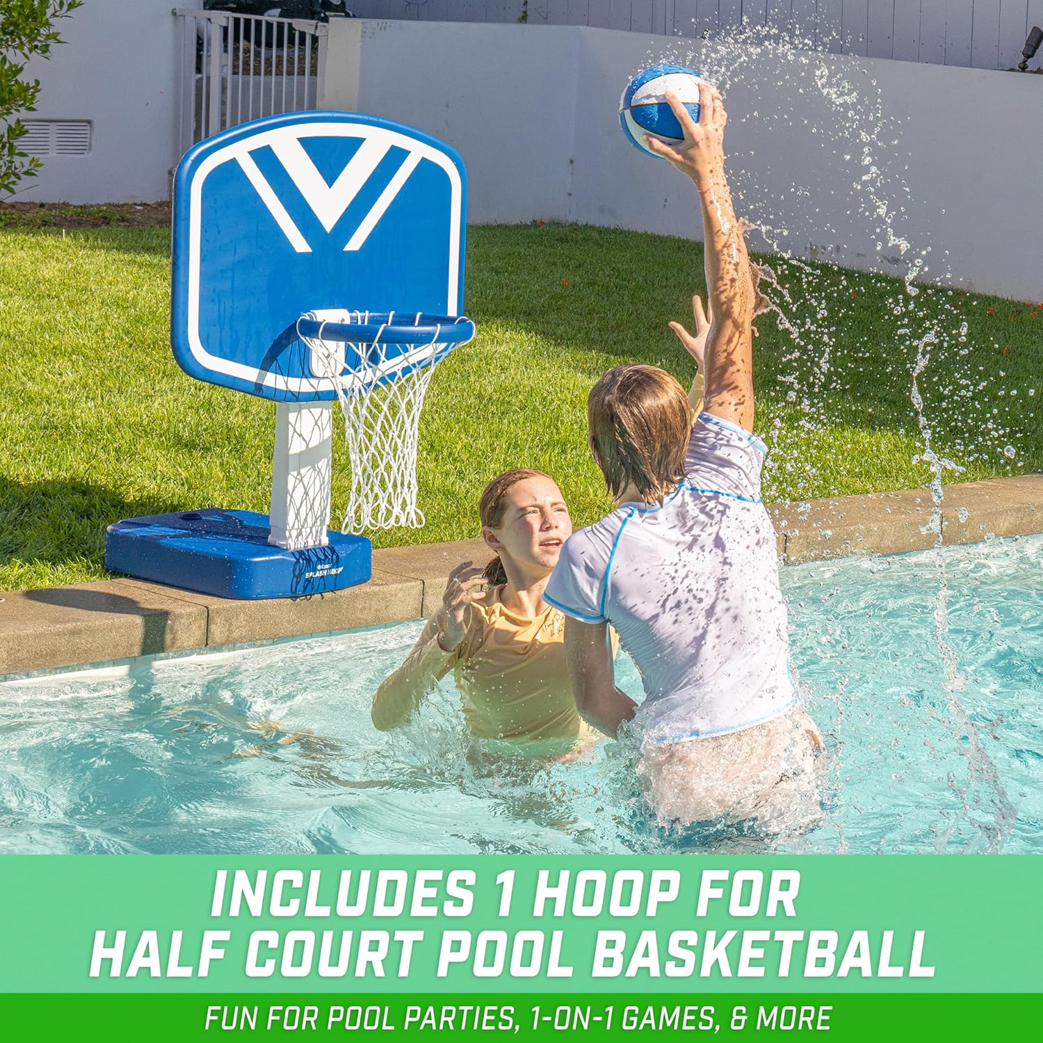 2-in-1 Pool Basketball Hoop & Volleyball Net Game Set C2260