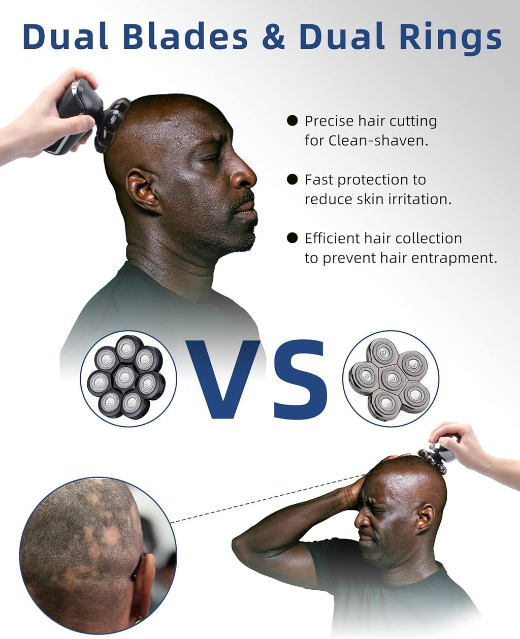 Electric Head Shaver, Cordless, Rechargeable, Pack of 2 B292508