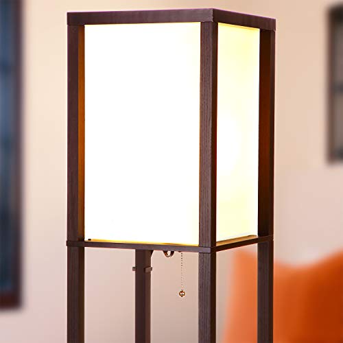 Black Shelf Floor Lamp with USB Ports and Shelves M5890