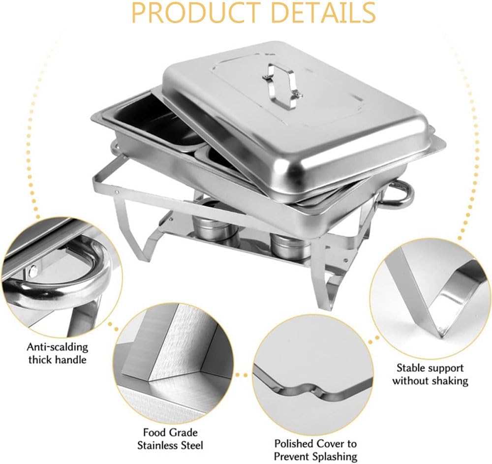 8 Quart Stainless Steel Chafing Dish Set with Food Pans W801485