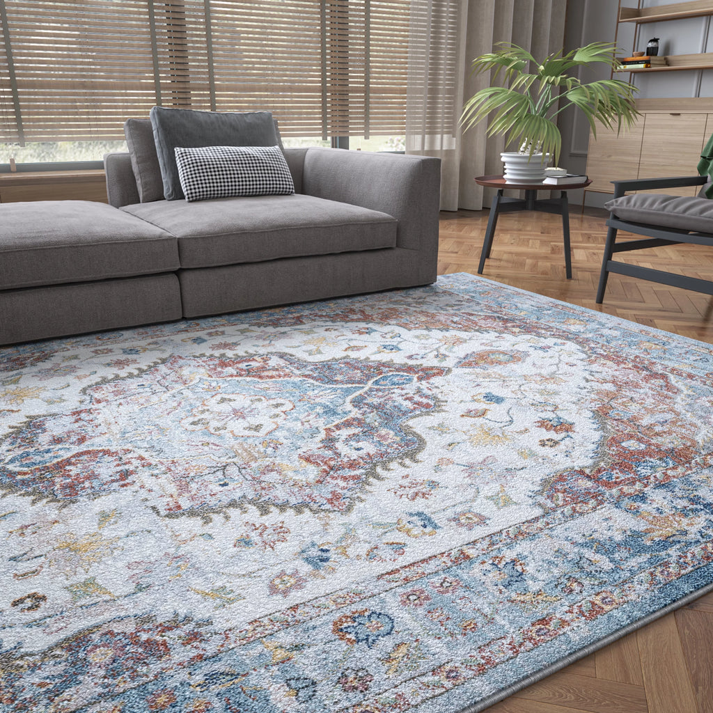 5x7 Area Rug Navy Cream D793954