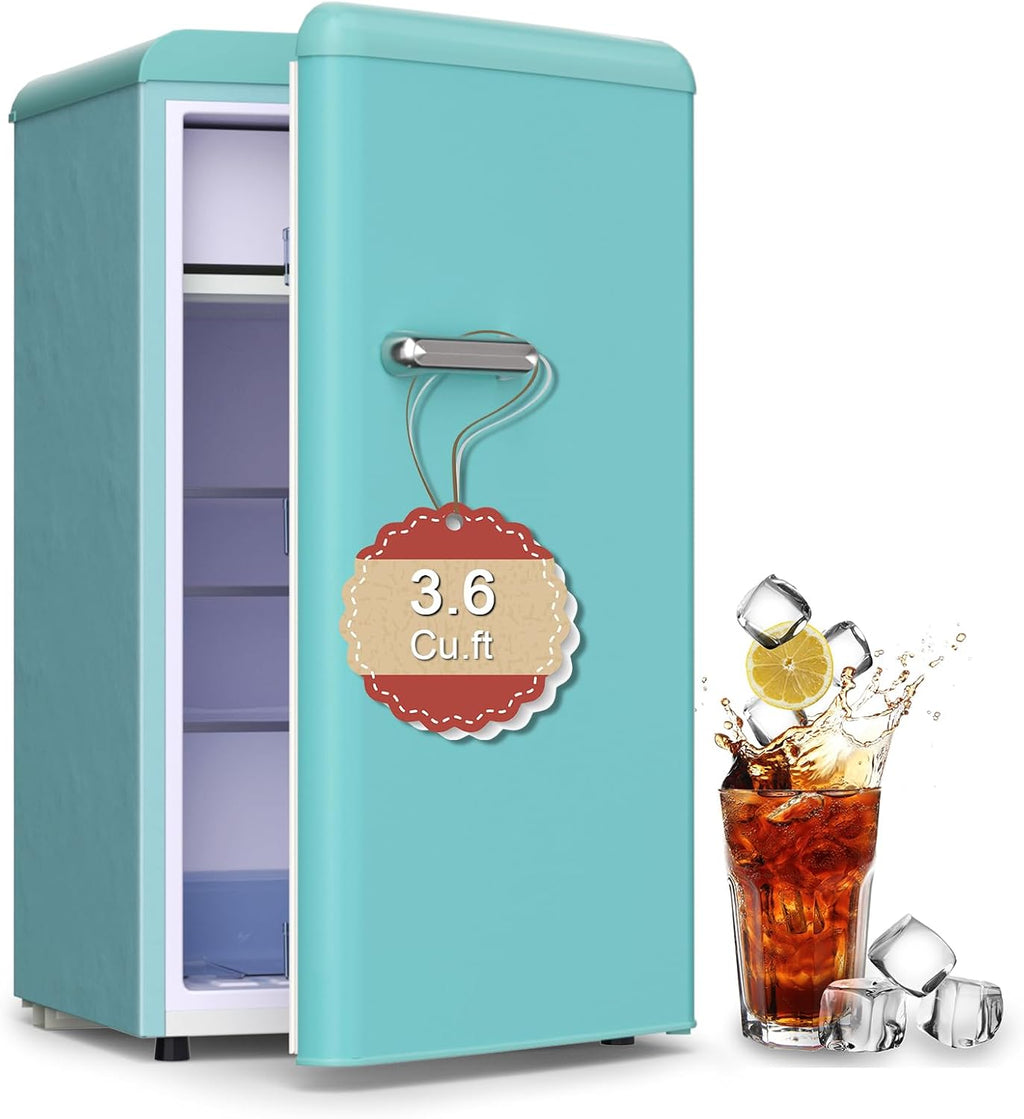 Retro Mini Fridge with Freezer 3.6 Cu.Ft. Single Door Blue I946