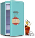 Retro Mini Fridge with Freezer 3.6 Cu.Ft. Single Door Blue I946