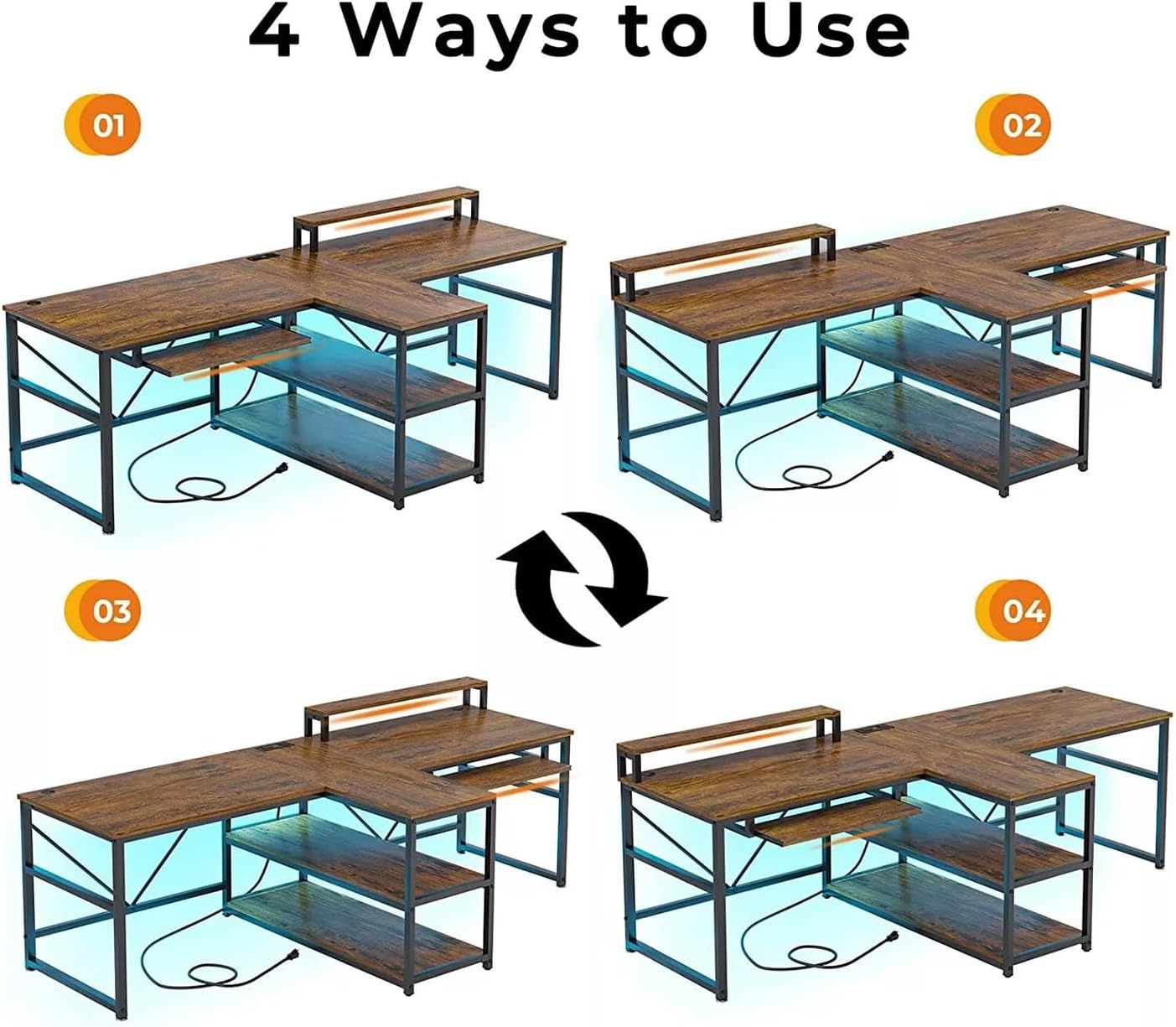 Brown 95 Inches Extra Long Double Desk Wood G406404