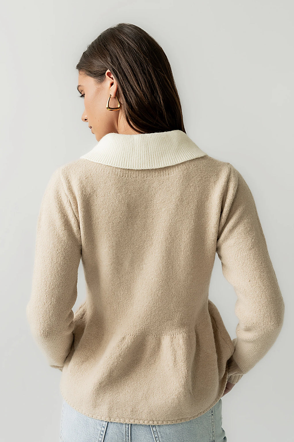 Taupe Peplum Sweater O77962