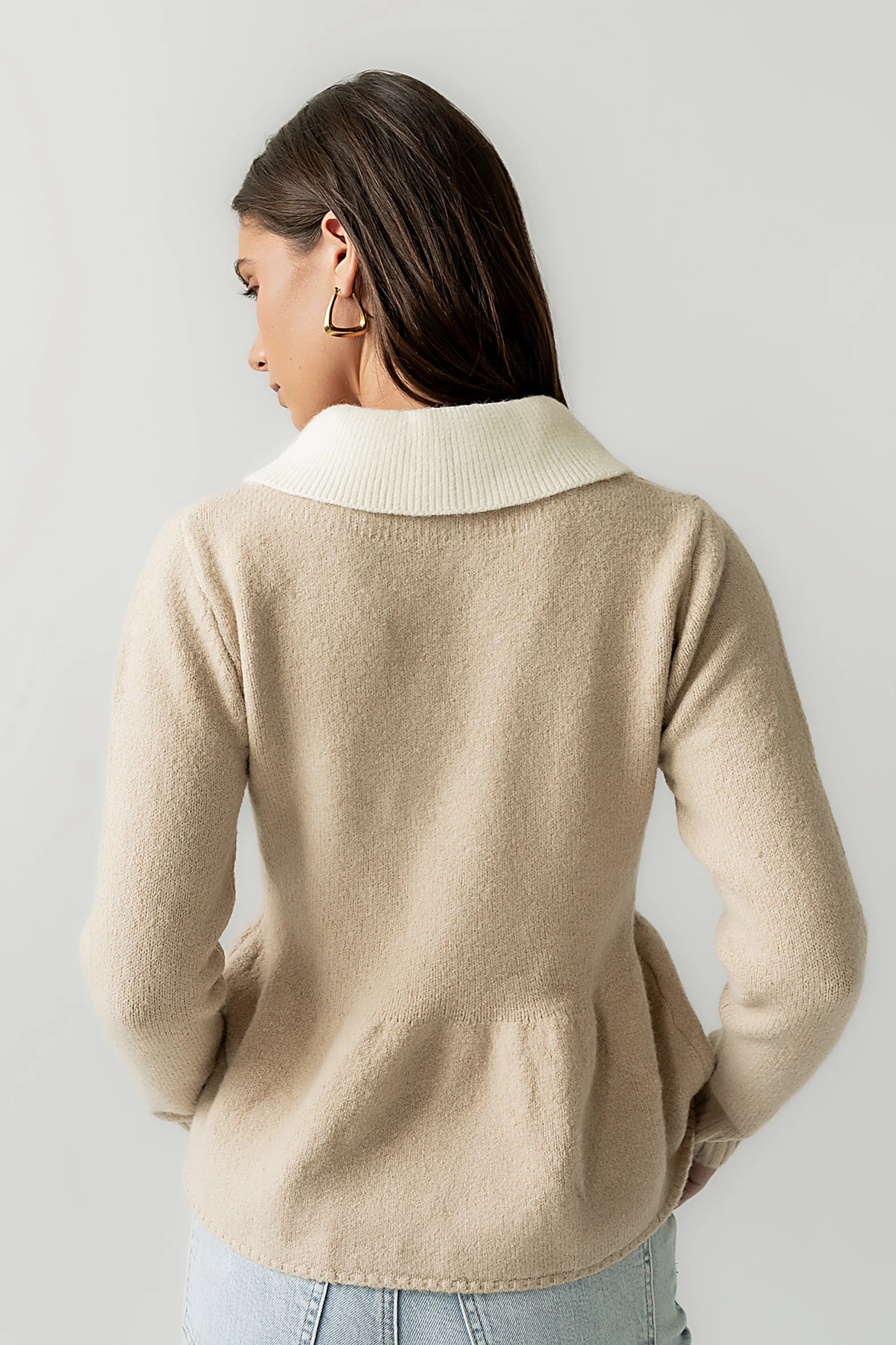 Taupe Peplum Sweater O77962