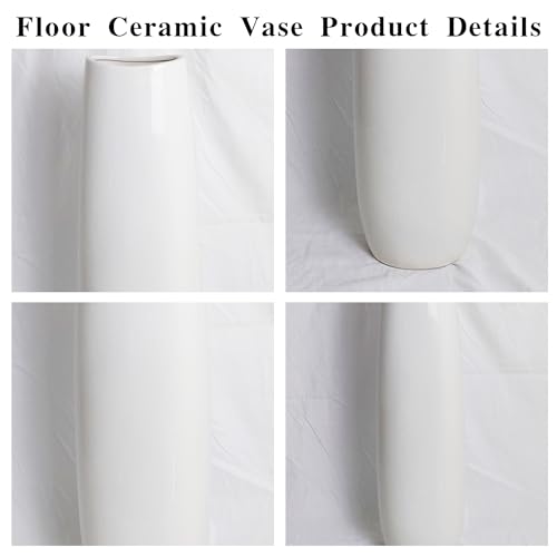 White Ceramic Tall Floor Vase 22.8 Inch T71486
