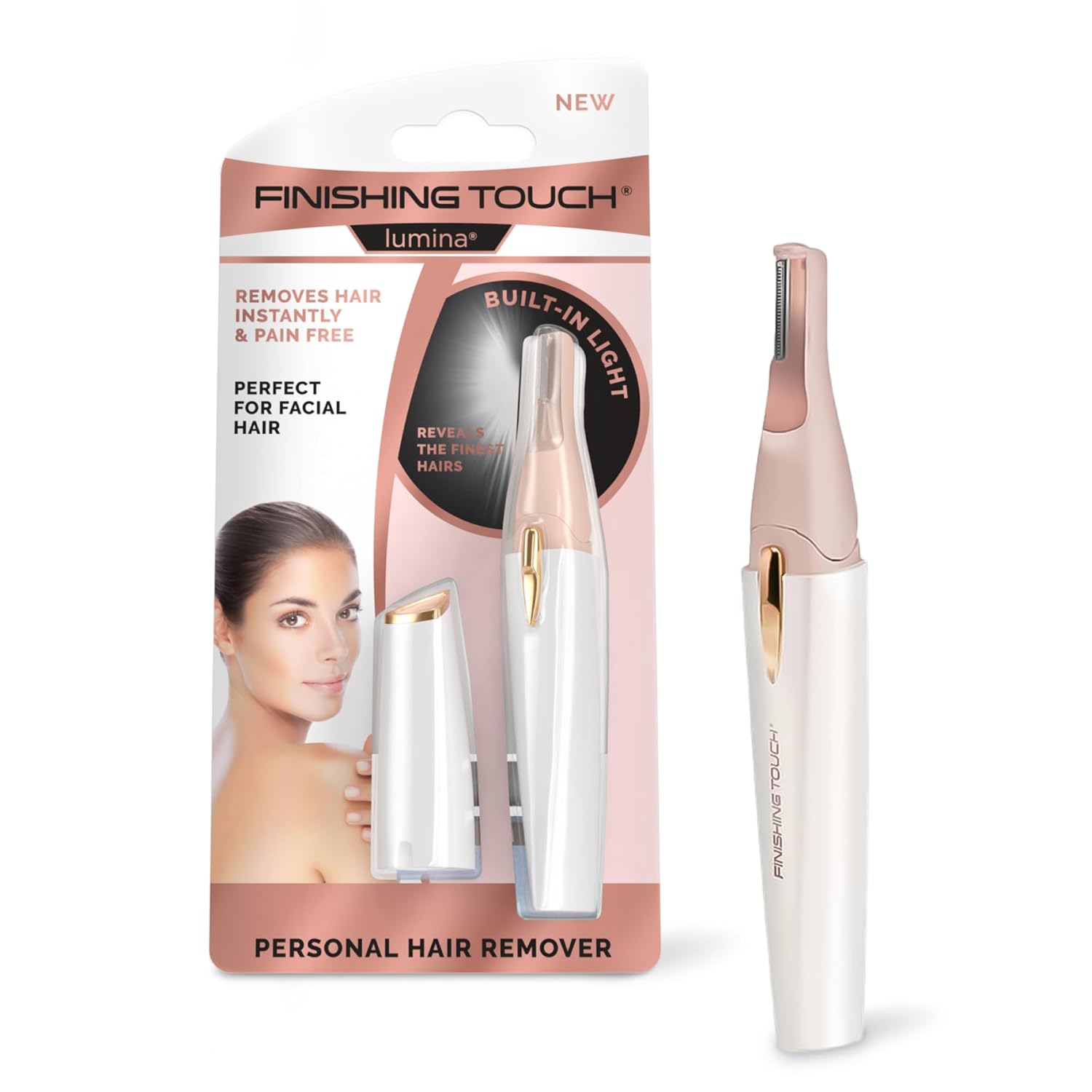 Rose Gold Electric Facial Hair Remover with LED Light C26402