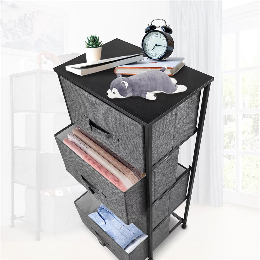 Dark Grey 4 Drawer Fabric Dresser with Steel Frame U395